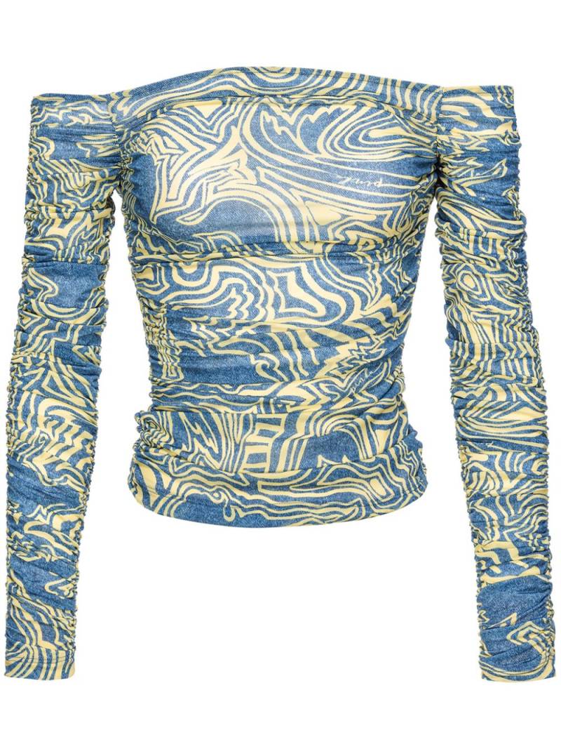 PINKO graphic-print off-shoulder top - Blue von PINKO