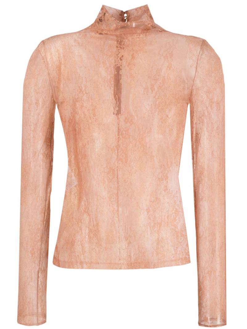 PINKO lace-panel laminated high-neck blouse von PINKO