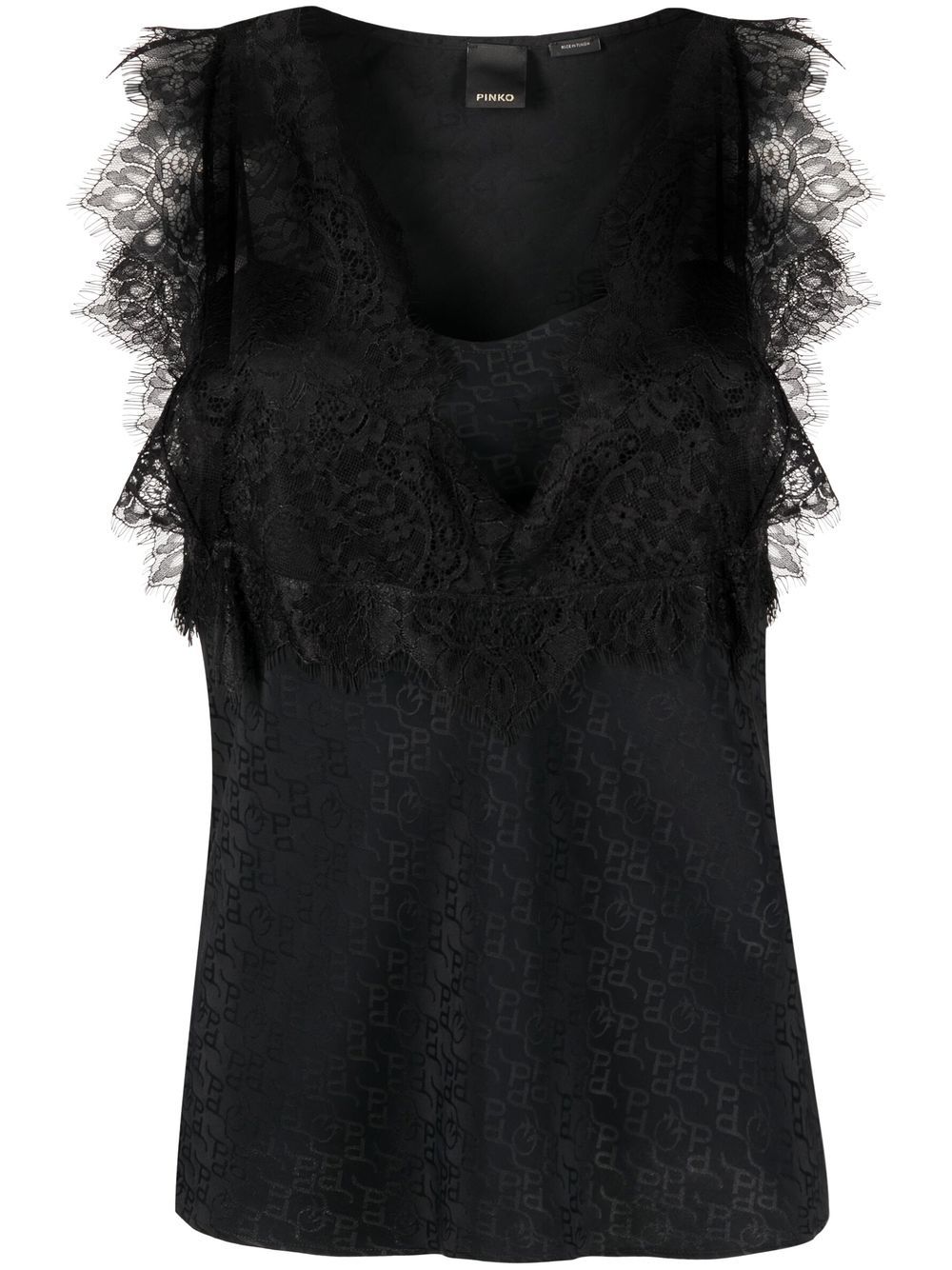 PINKO lace-trim jacquard blouse - Black von PINKO