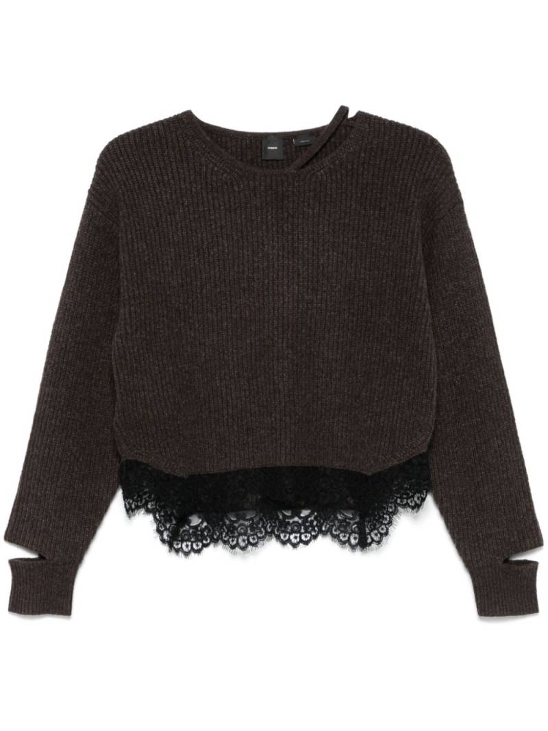 PINKO lace-trim sweater - Brown von PINKO