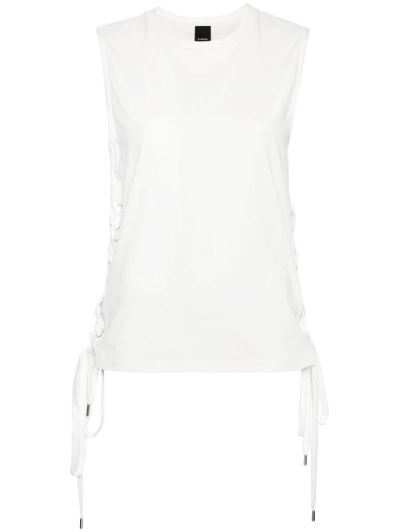 PINKO lace-up cotton tank top - White von PINKO