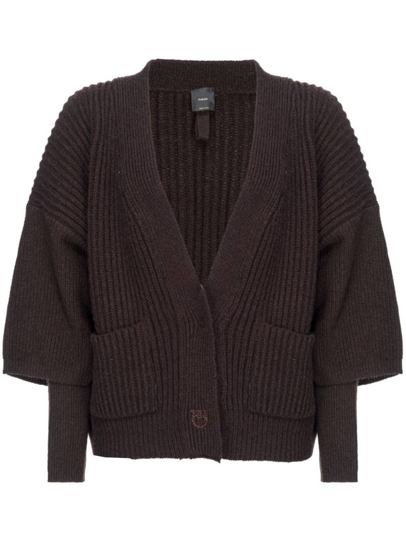 PINKO layered ribbed-knit cardigan - Brown von PINKO