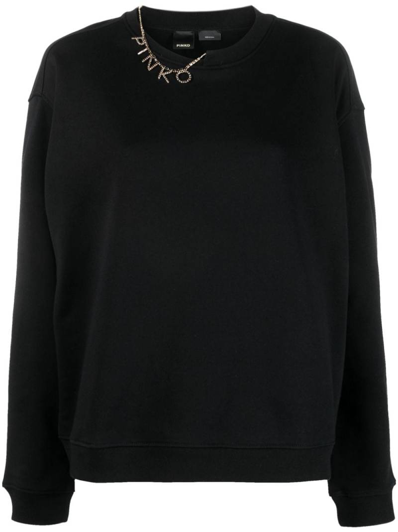 PINKO logo-charm cotton sweatshirt - Black von PINKO