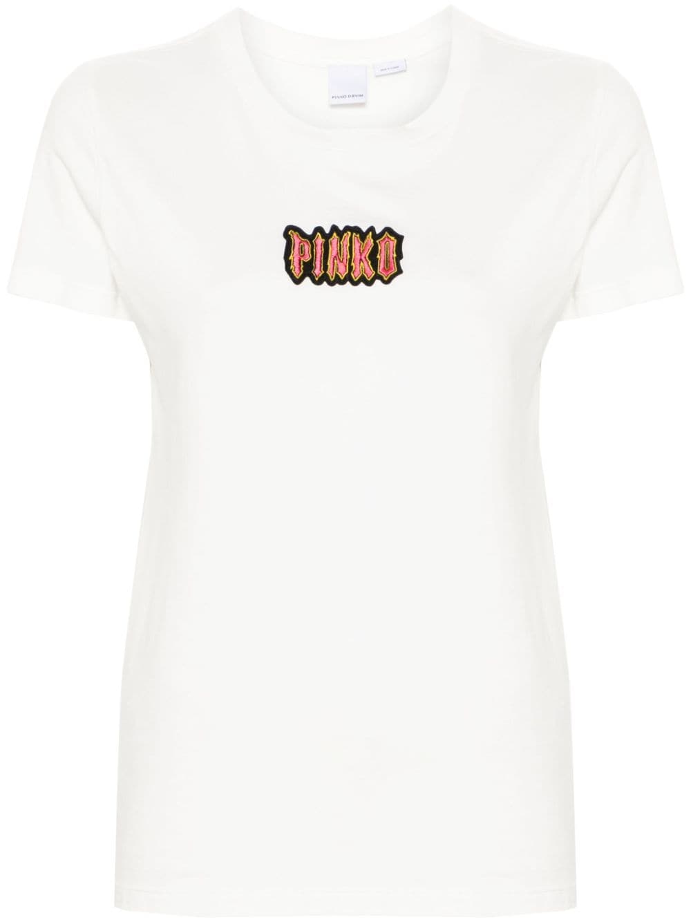 PINKO logo-embroidered T-shirt - White von PINKO