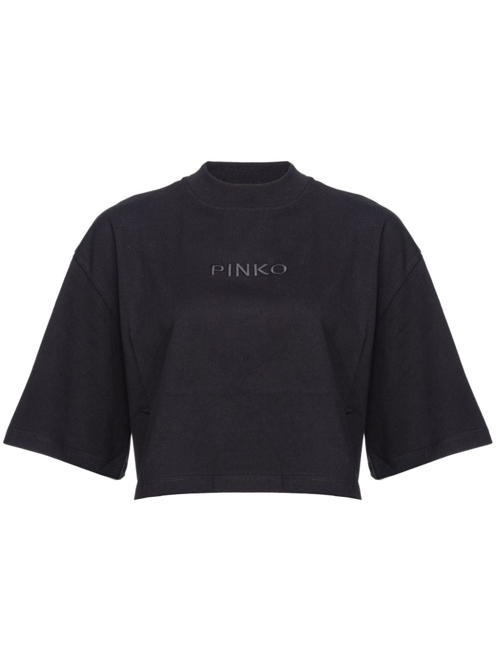 PINKO logo-embroidered cotton cropped T-shirt - Black von PINKO