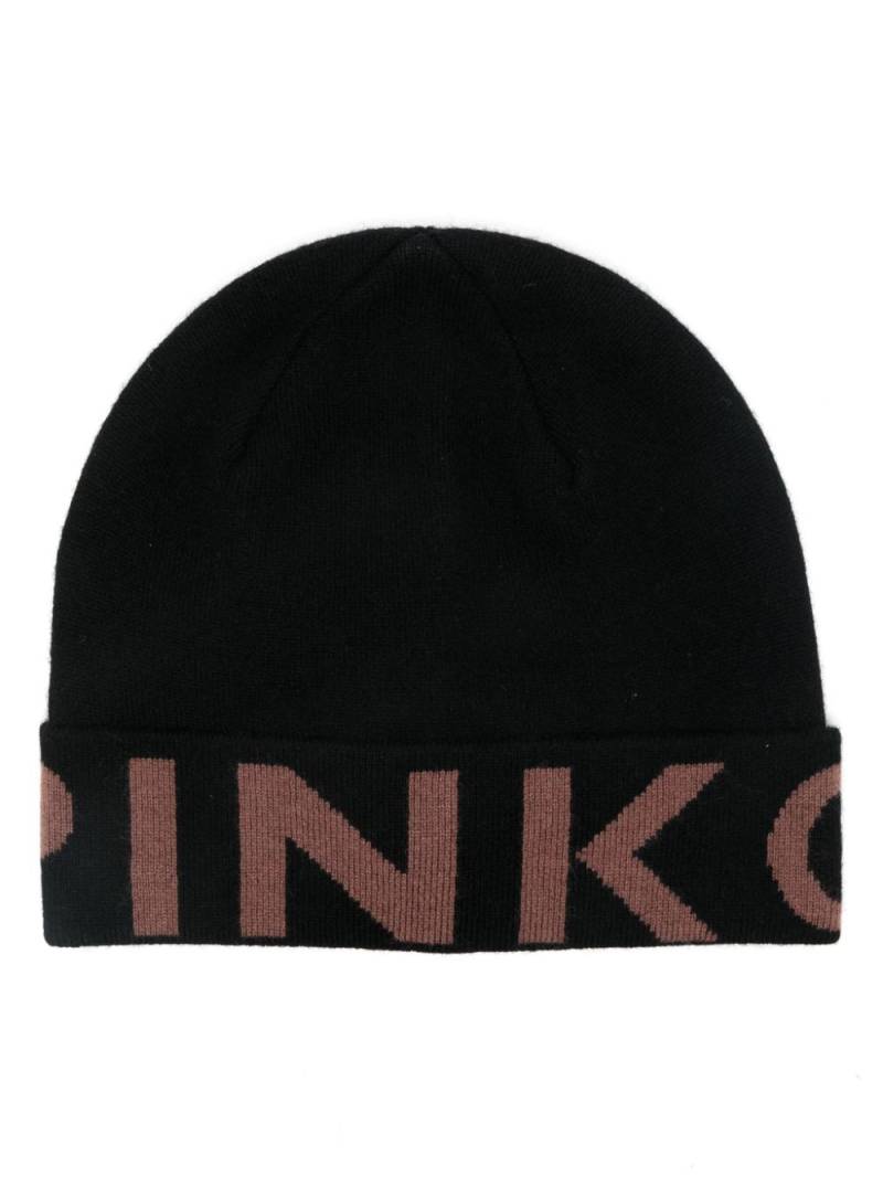 PINKO logo-intarsia beanie hat - Black von PINKO