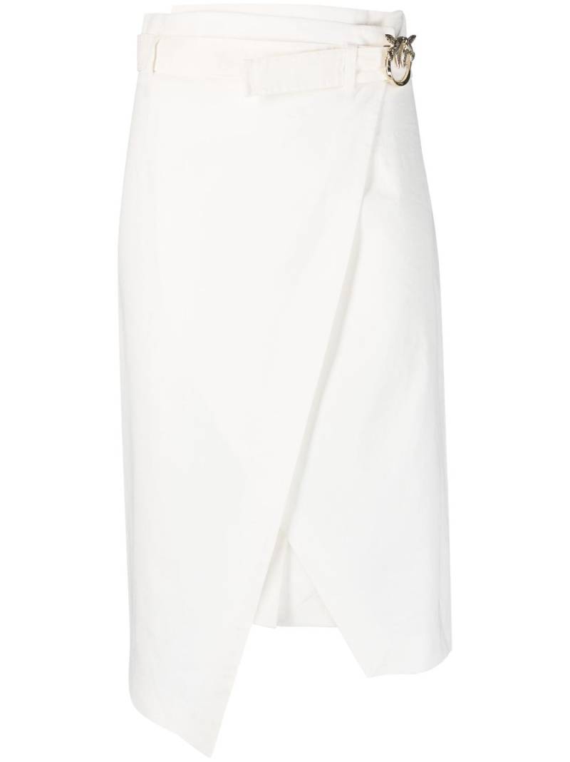 PINKO logo-plaque belted wrap skirt - White von PINKO