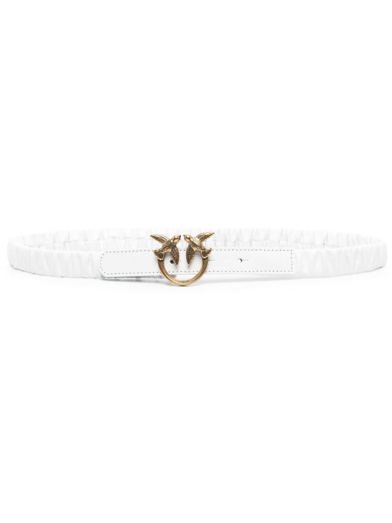 PINKO logo-plaque sheepskin belt - White von PINKO