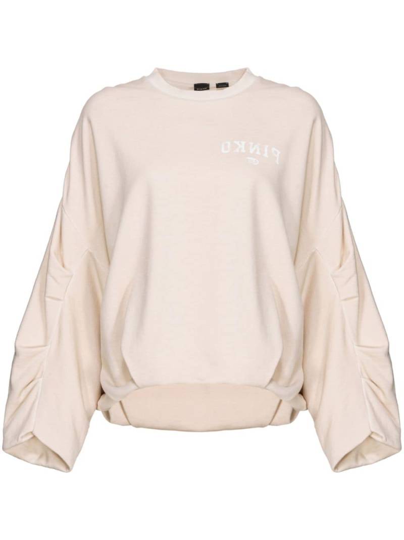 PINKO logo-print jersey sweatshirt - Neutrals von PINKO