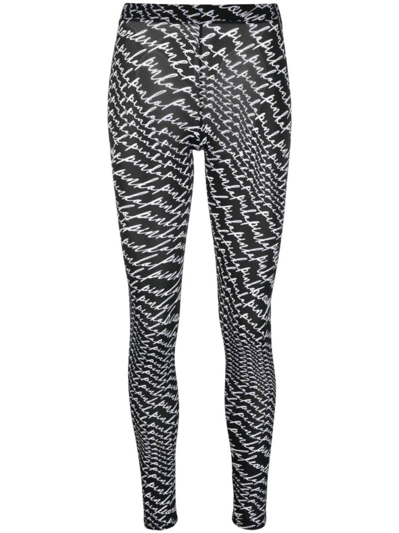 PINKO logo-print pattern leggings - Black von PINKO