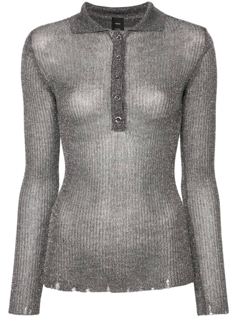 PINKO lurex open-knit polo top - Grey von PINKO