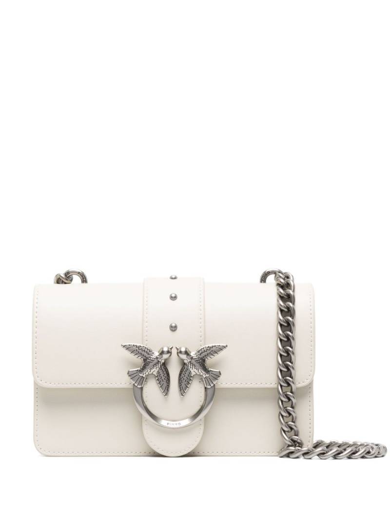 PINKO mini Love One leather crossbody bag - White von PINKO