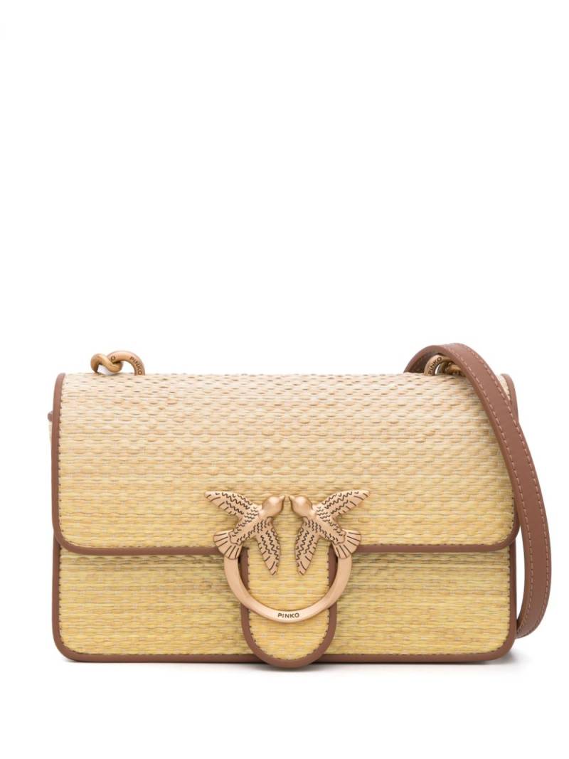 PINKO mini Love One raffia crossbody bag - Neutrals von PINKO