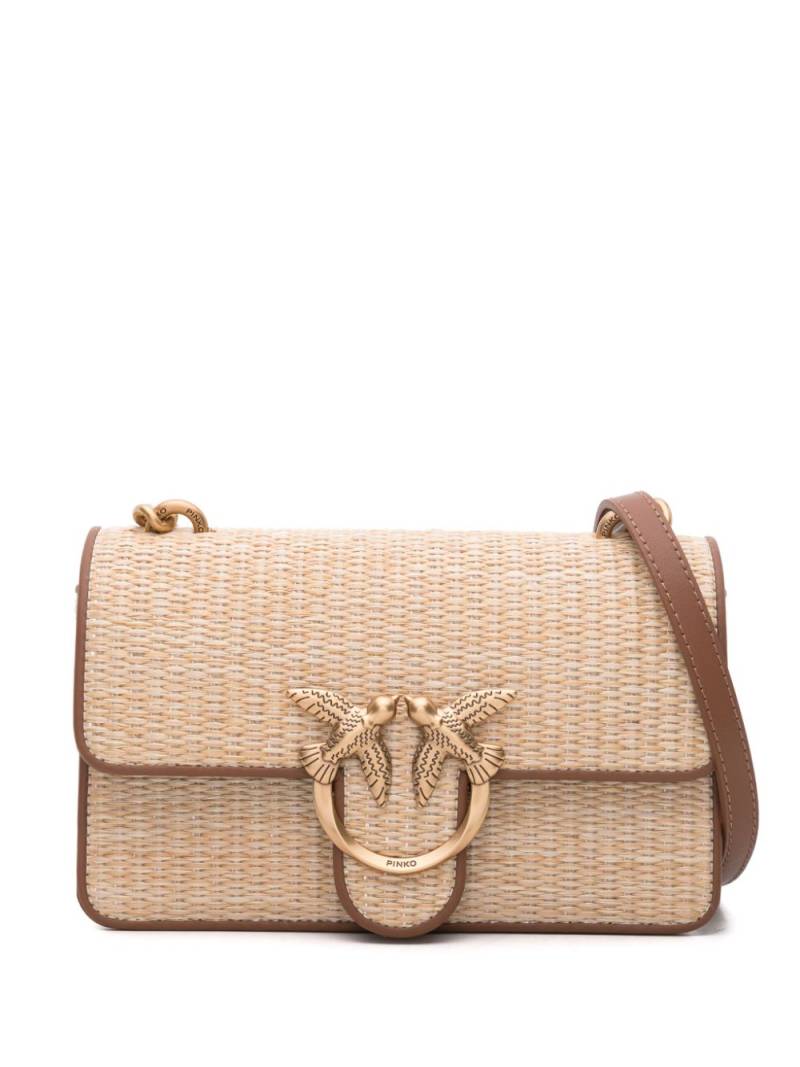 PINKO mini Love One raffia crossbody bag - Neutrals von PINKO