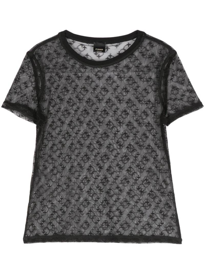 PINKO monogram lace T-shirt - Black von PINKO