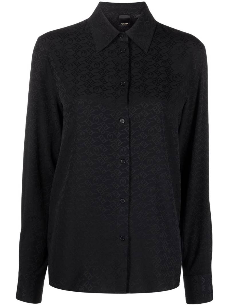 PINKO monogram pattern button-up shirt - Black von PINKO