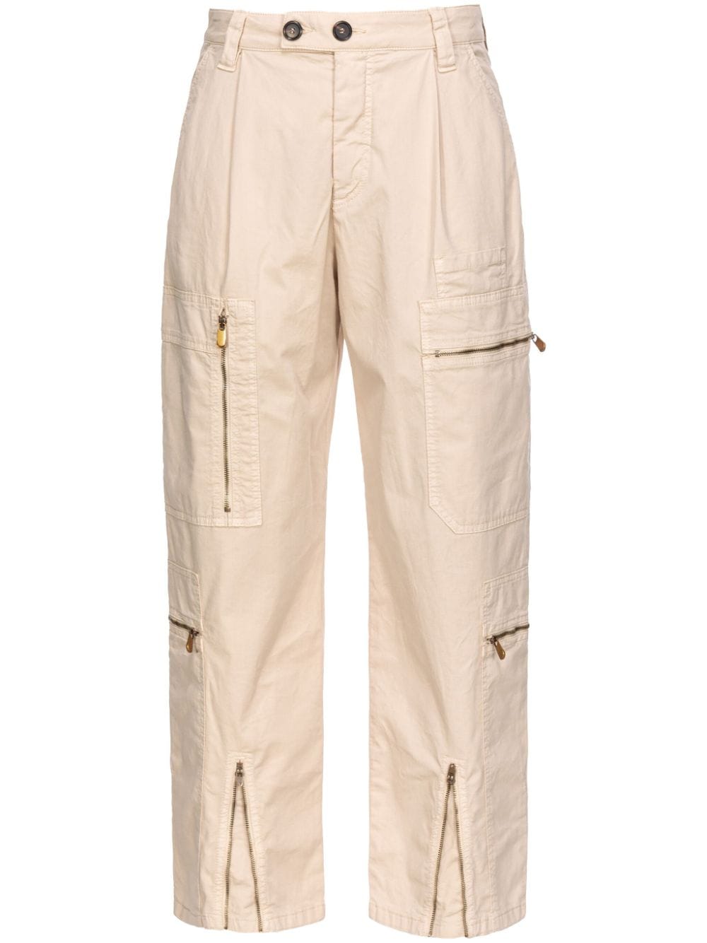 PINKO multiple-pocket pleated straight-leg trousers - Neutrals von PINKO