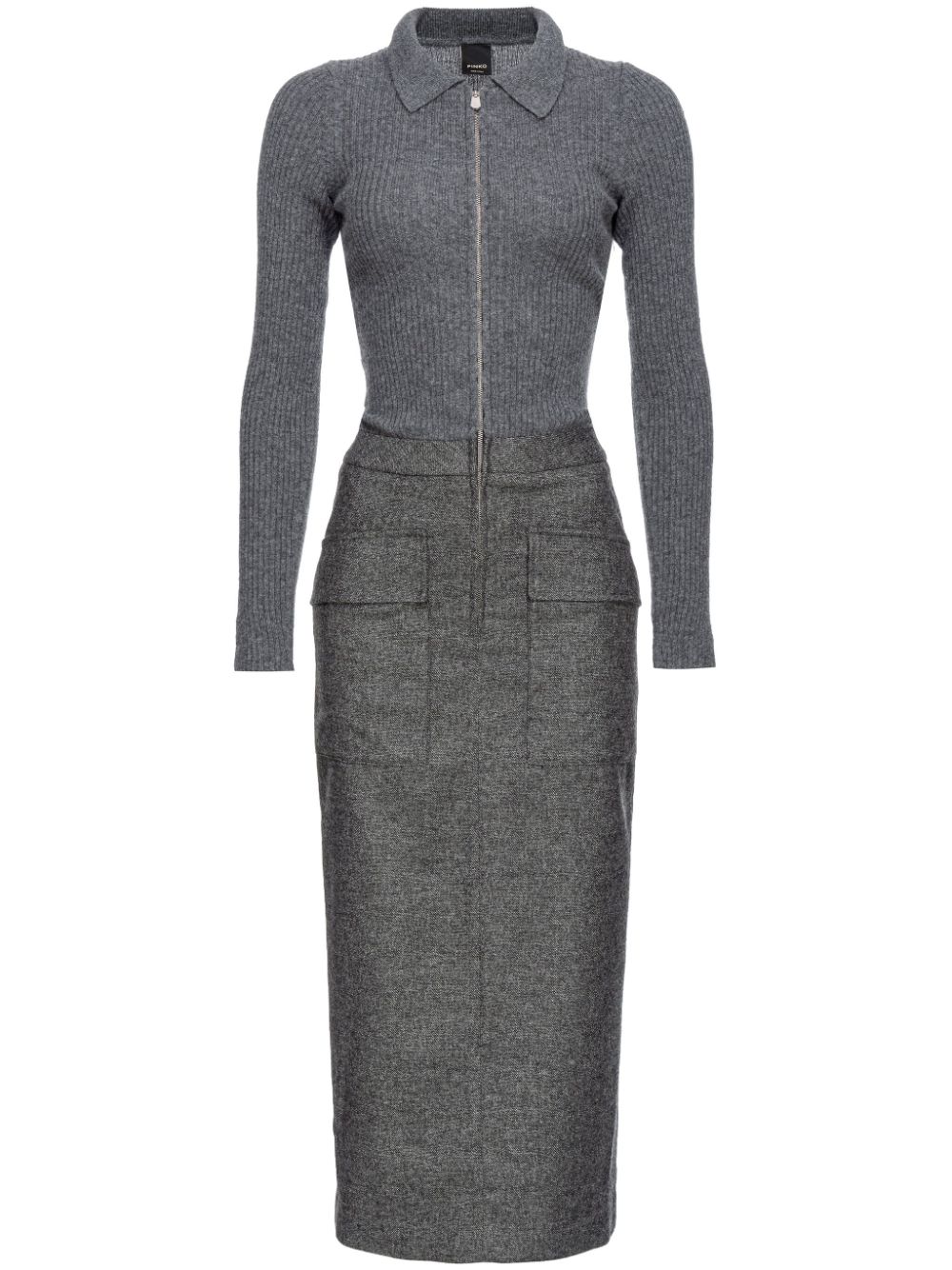 PINKO ribbed-knit zip-fastening dress - Grey von PINKO