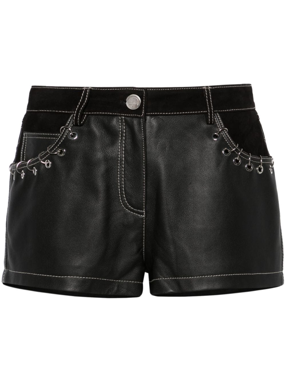 PINKO ring-detailing leather mini shorts - Black von PINKO