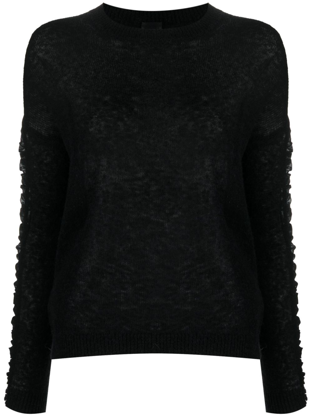 PINKO ruched-detail round-neck jumper - Black von PINKO