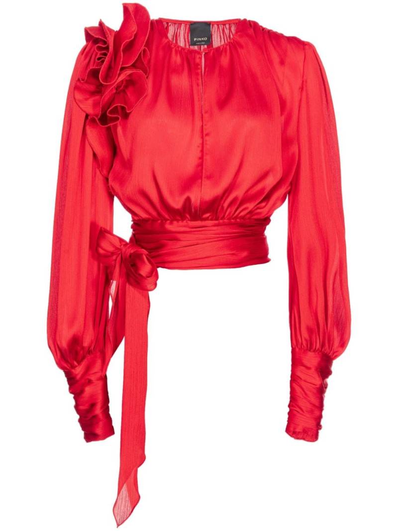 PINKO ruffle-detail satin blouse - Red von PINKO