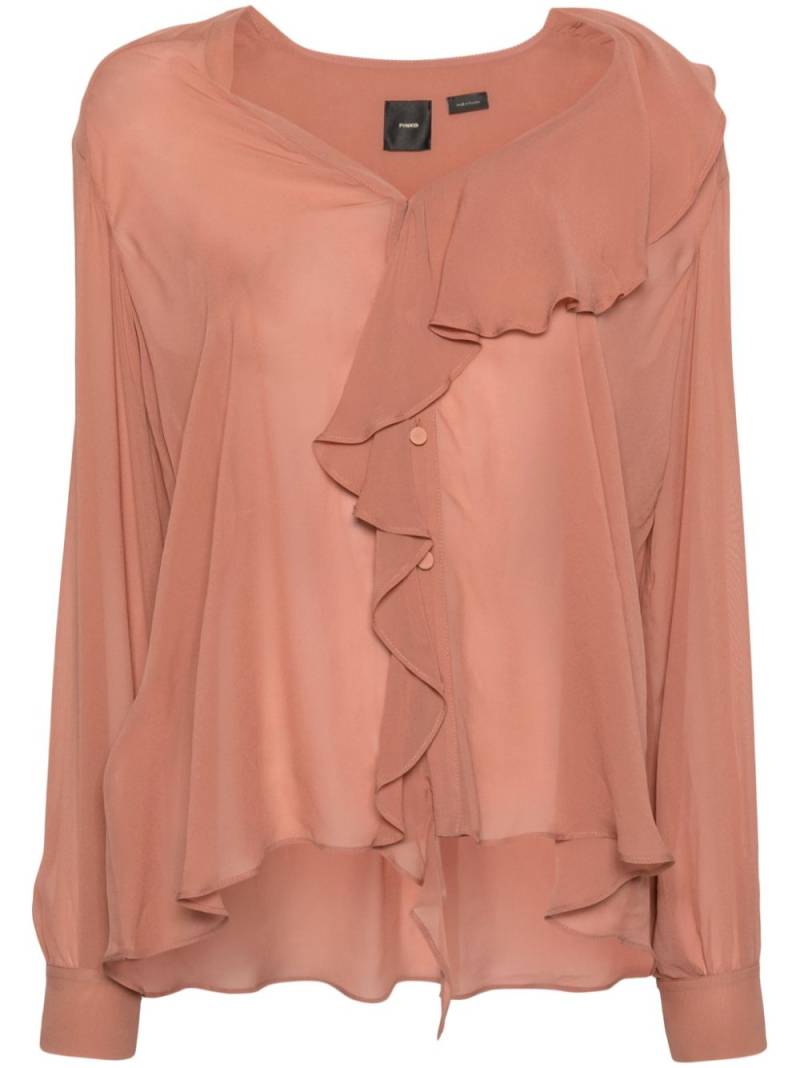 PINKO ruffled long-sleeve shirt - Neutrals von PINKO