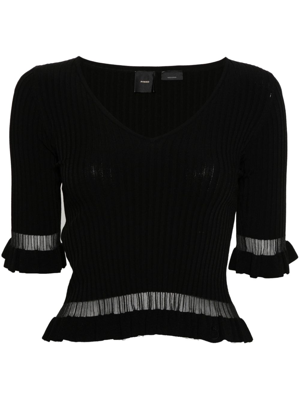 PINKO ruffled ribbed top - Black von PINKO