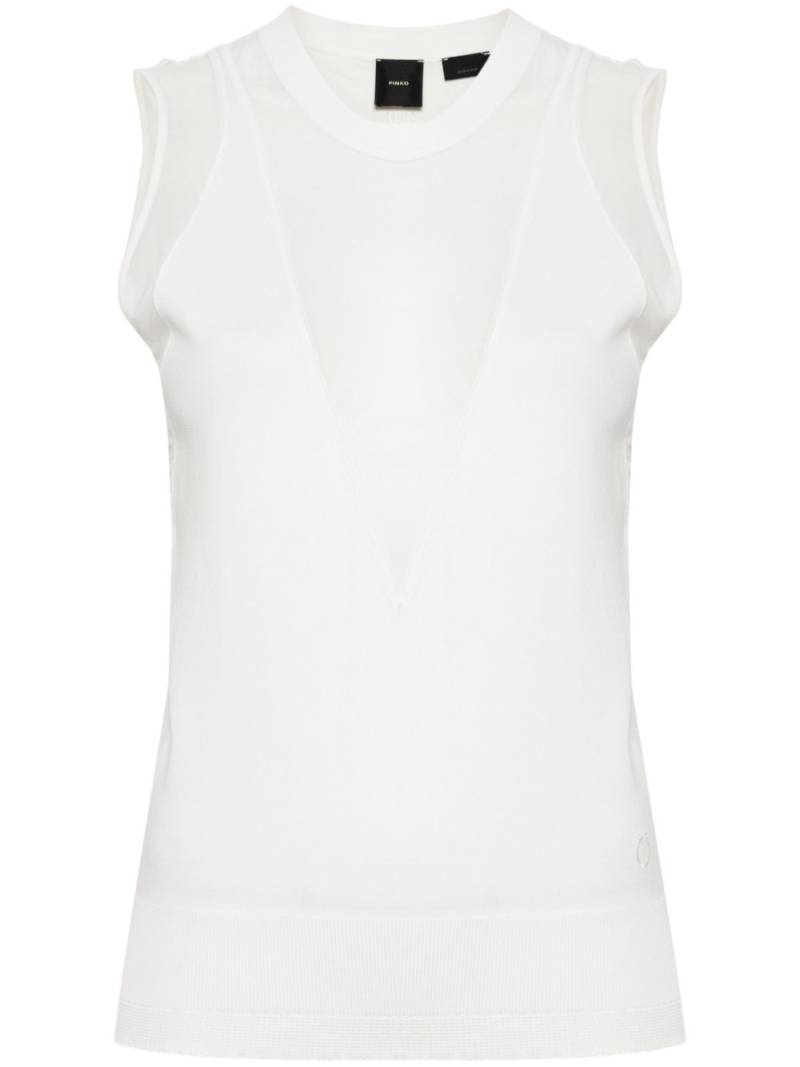 PINKO semi-sheer embroidered logo top - White von PINKO