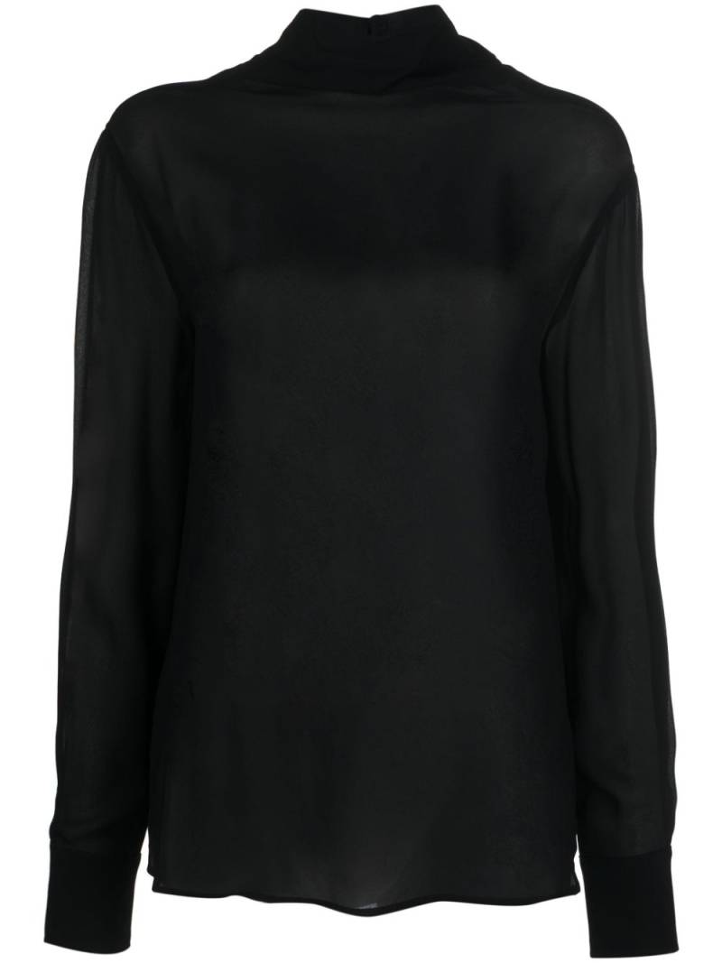 PINKO semi-sheer high-neck blouse - Black von PINKO