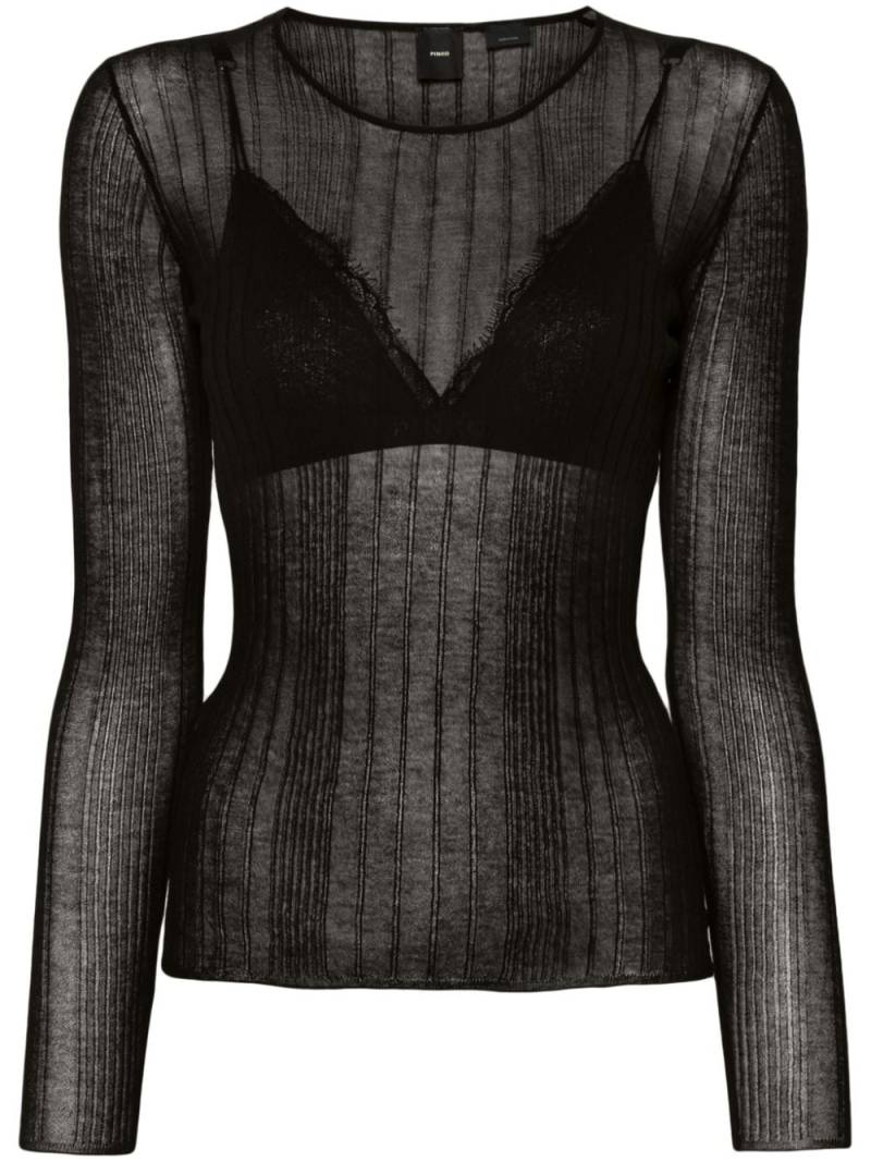 PINKO semi-sheer knitted top - Black von PINKO