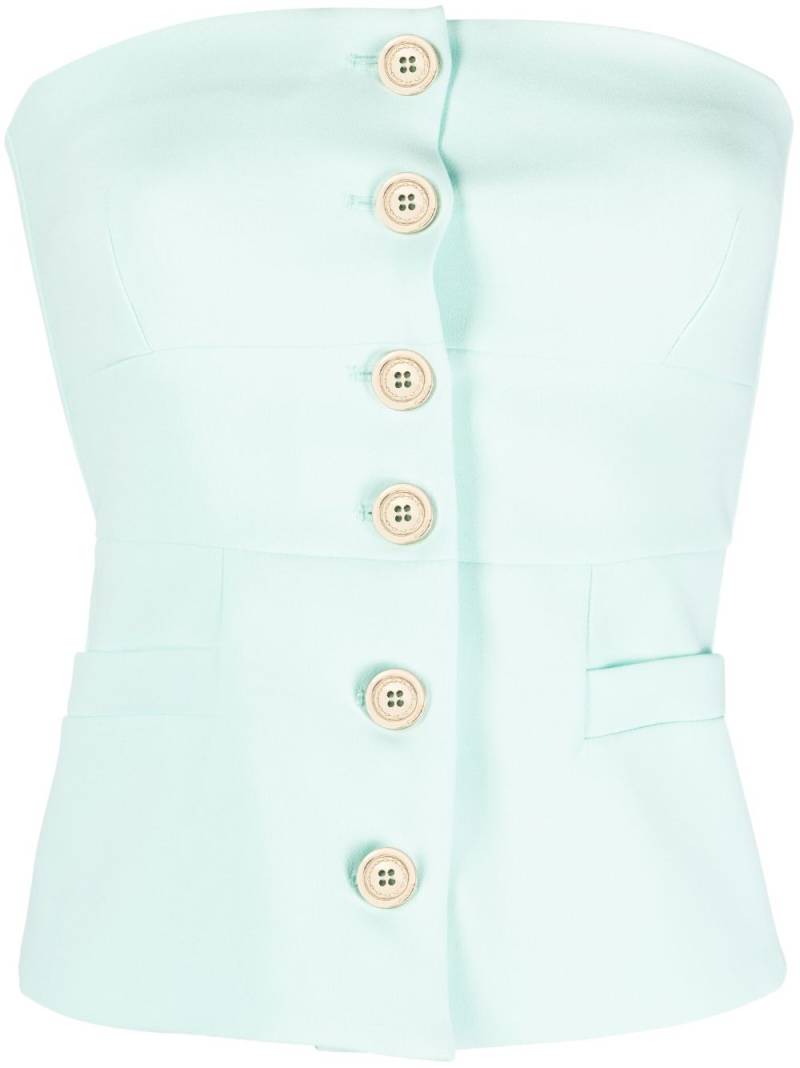 PINKO strapless button-up top - Green von PINKO