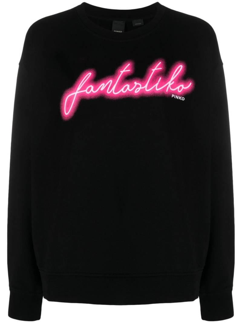 PINKO text-print cotton sweatshirt - Black von PINKO