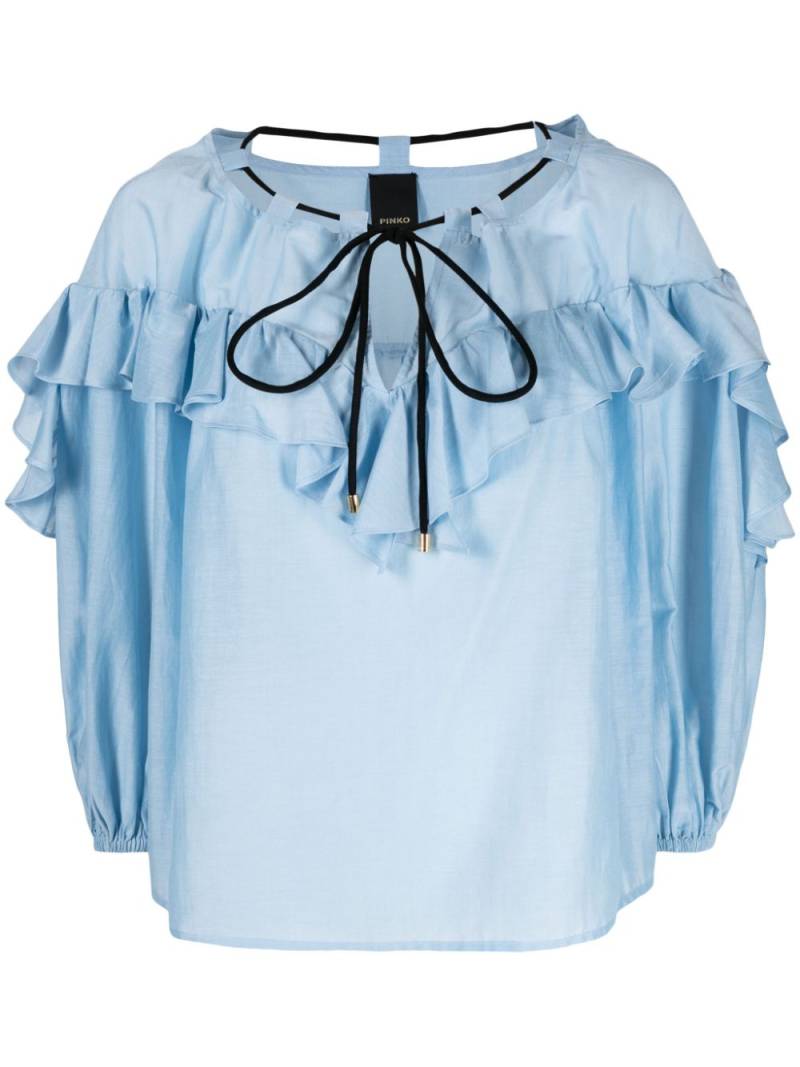 PINKO tied-neck ruffled blouse - Blue von PINKO