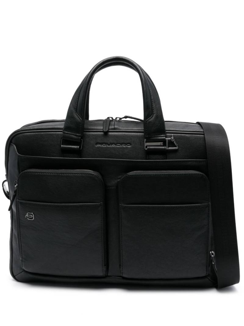 PIQUADRO debossed-logo leather briefcase - Black von PIQUADRO