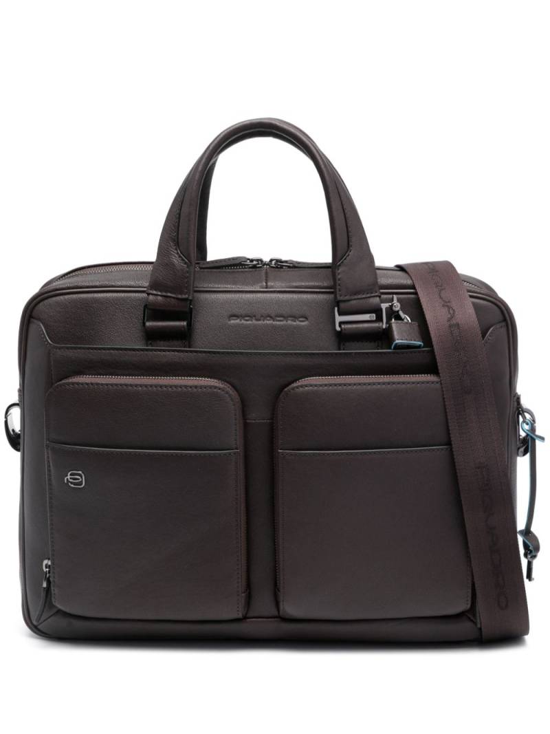 PIQUADRO debossed-logo leather briefcase - Brown von PIQUADRO