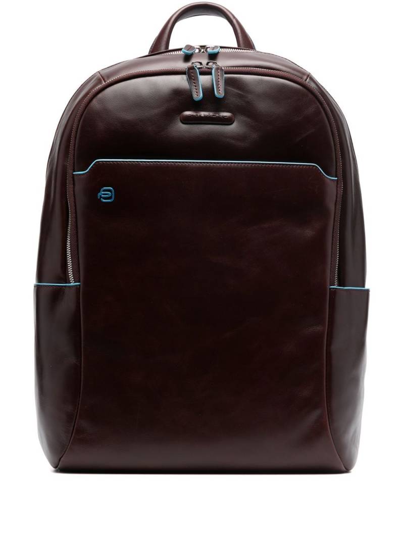 PIQUADRO leather logo-patch backpack - Brown von PIQUADRO