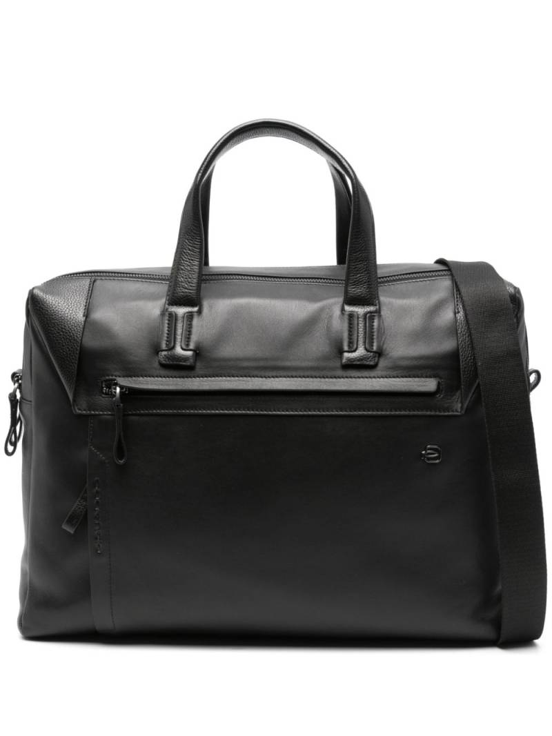 PIQUADRO logo-plaque leather briefcase - Black von PIQUADRO