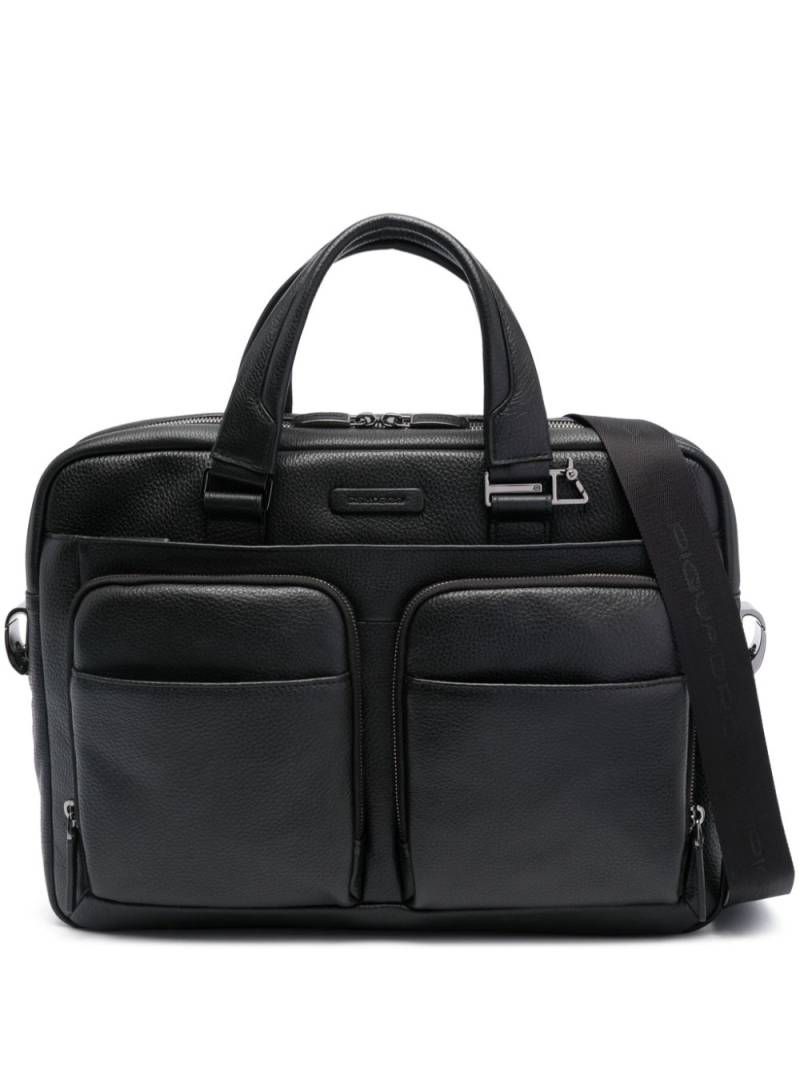 PIQUADRO logo-plaque leather briefcase - Black von PIQUADRO