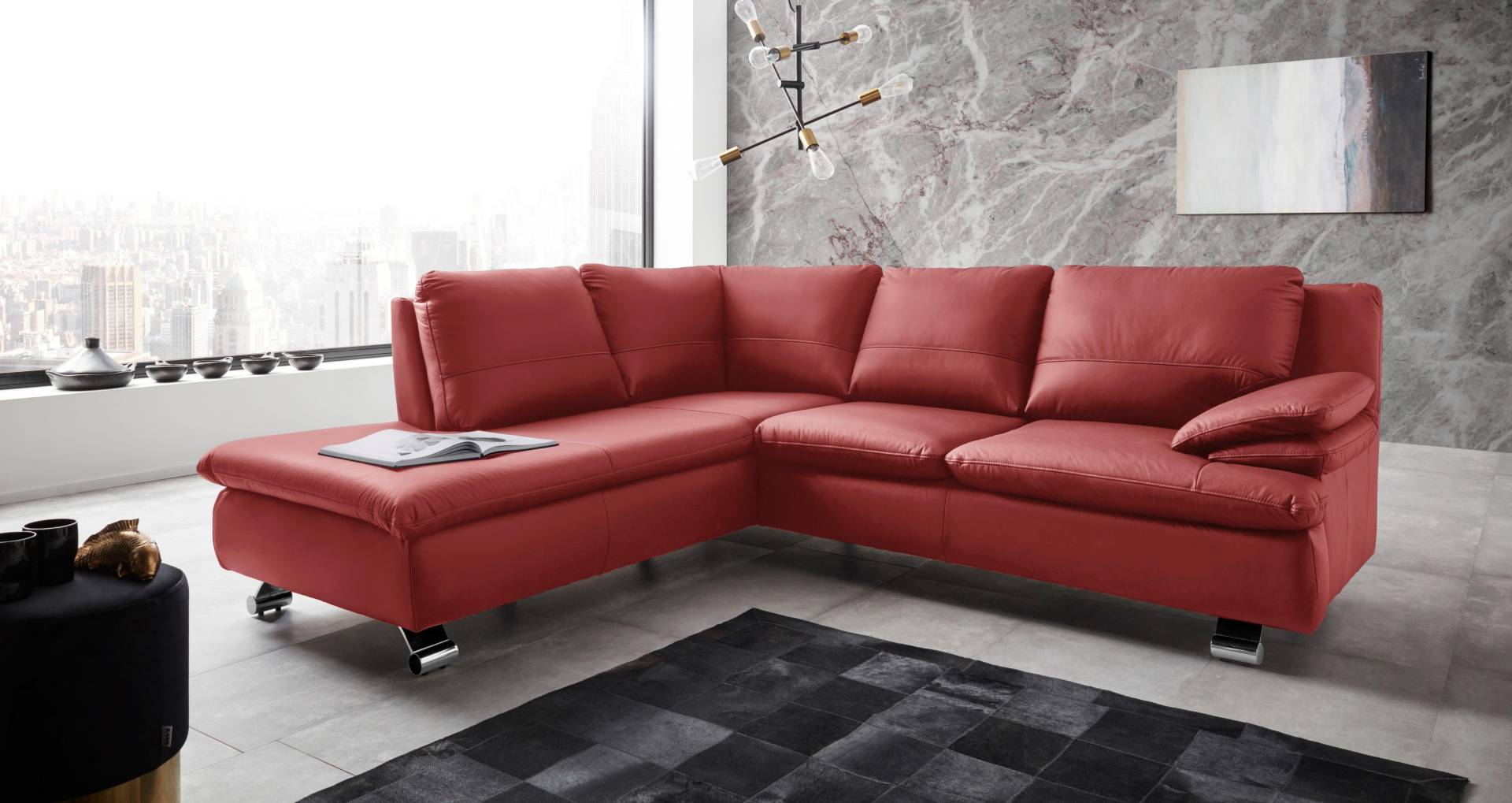 PLACES OF STYLE Ecksofa »Drover L-Form«, in Echtleder von PLACES OF STYLE