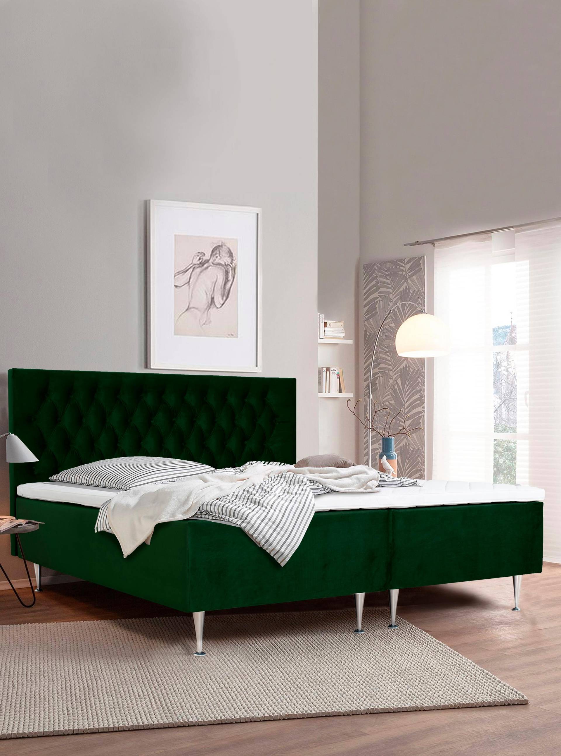 Places of Style Boxspringbett »Exclusive«, inkl. Topper, 3 Breiten, 3 Härtegrad-Ausführungen von PLACES OF STYLE