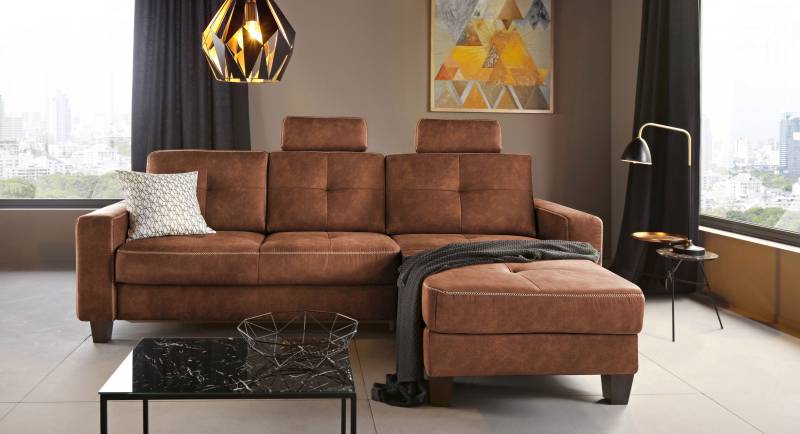 Places of Style Ecksofa »Varese L-Form«, Kreuznaht in beige von PLACES OF STYLE