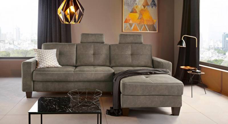 Places of Style Ecksofa »Varese L-Form«, Kreuznaht in beige von PLACES OF STYLE