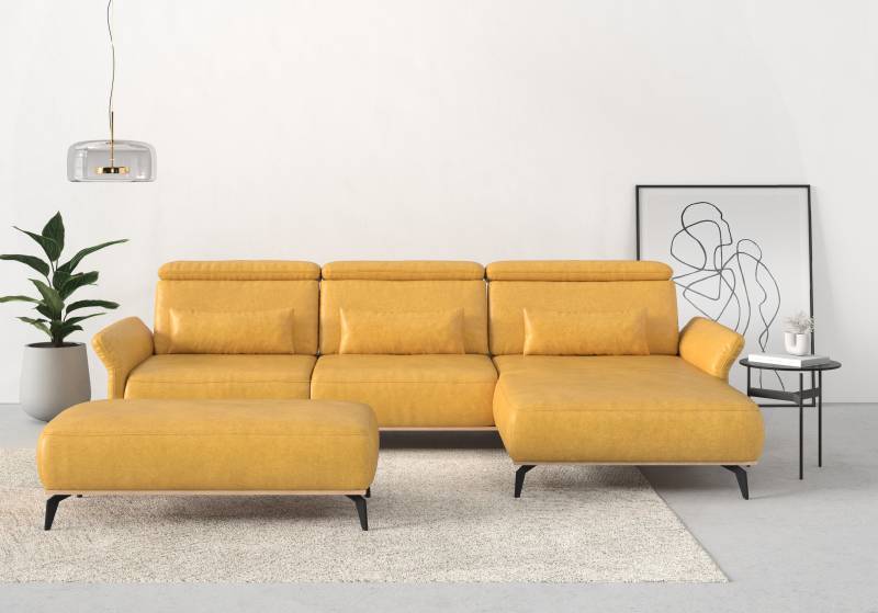 Places of Style Ecksofa »Fjord L-Form«, massiv, wahlweise mit Armlehnfunktion, Kopf- Sitztiefenverstellung von PLACES OF STYLE