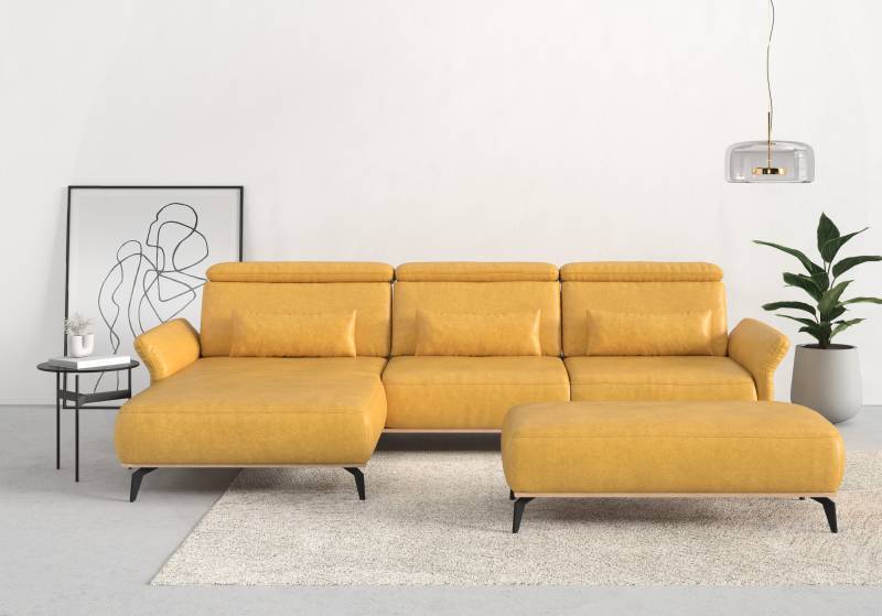 Places of Style Ecksofa »Fjord L-Form«, massiv, wahlweise mit Armlehnfunktion, Kopf- Sitztiefenverstellung von PLACES OF STYLE