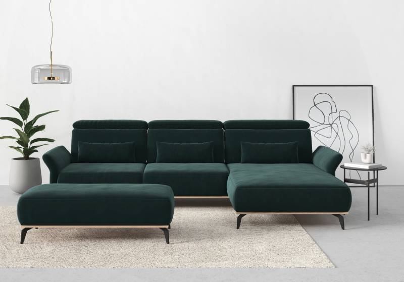 Places of Style Ecksofa »Fjord L-Form«, massiv, wahlweise mit Armlehnfunktion, Kopf- Sitztiefenverstellung von PLACES OF STYLE