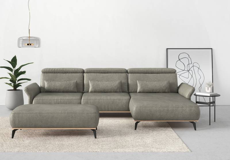 Places of Style Ecksofa »Fjord L-Form«, massiv, wahlweise mit Armlehnfunktion, Kopf- Sitztiefenverstellung von PLACES OF STYLE