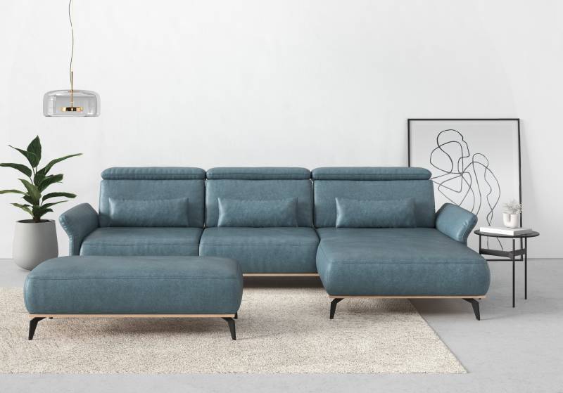 Places of Style Ecksofa »Fjord L-Form«, massiv, wahlweise mit Armlehnfunktion, Kopf- Sitztiefenverstellung von PLACES OF STYLE