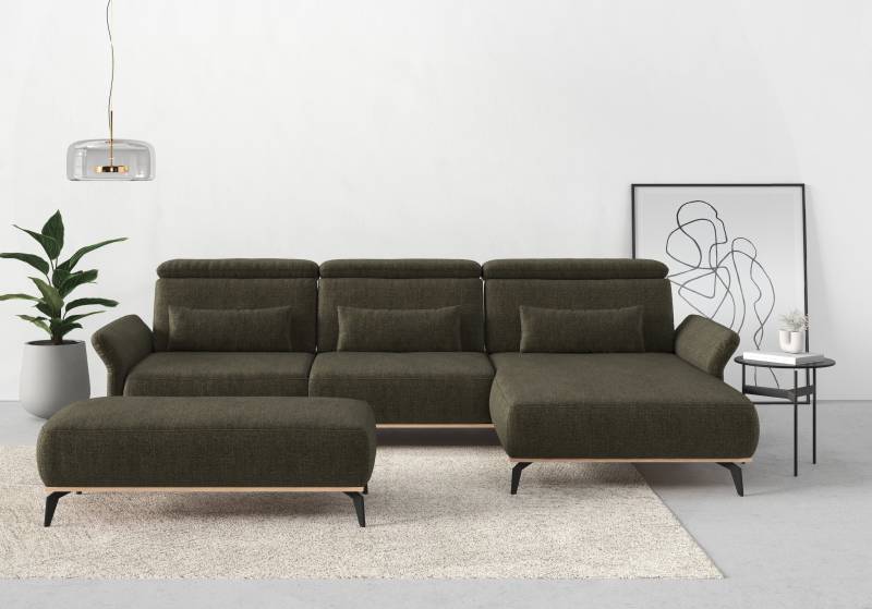 Places of Style Ecksofa »Fjord L-Form«, massiv, wahlweise mit Armlehnfunktion, Kopf- Sitztiefenverstellung von PLACES OF STYLE