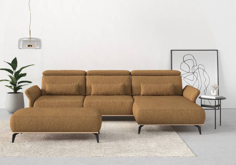 Places of Style Ecksofa »Fjord L-Form«, massiv, wahlweise mit Armlehnfunktion, Kopf- Sitztiefenverstellung von PLACES OF STYLE