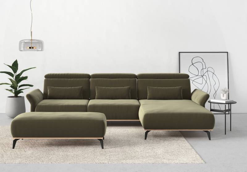 Places of Style Ecksofa »Fjord L-Form«, massiv, wahlweise mit Armlehnfunktion, Kopf- Sitztiefenverstellung von PLACES OF STYLE